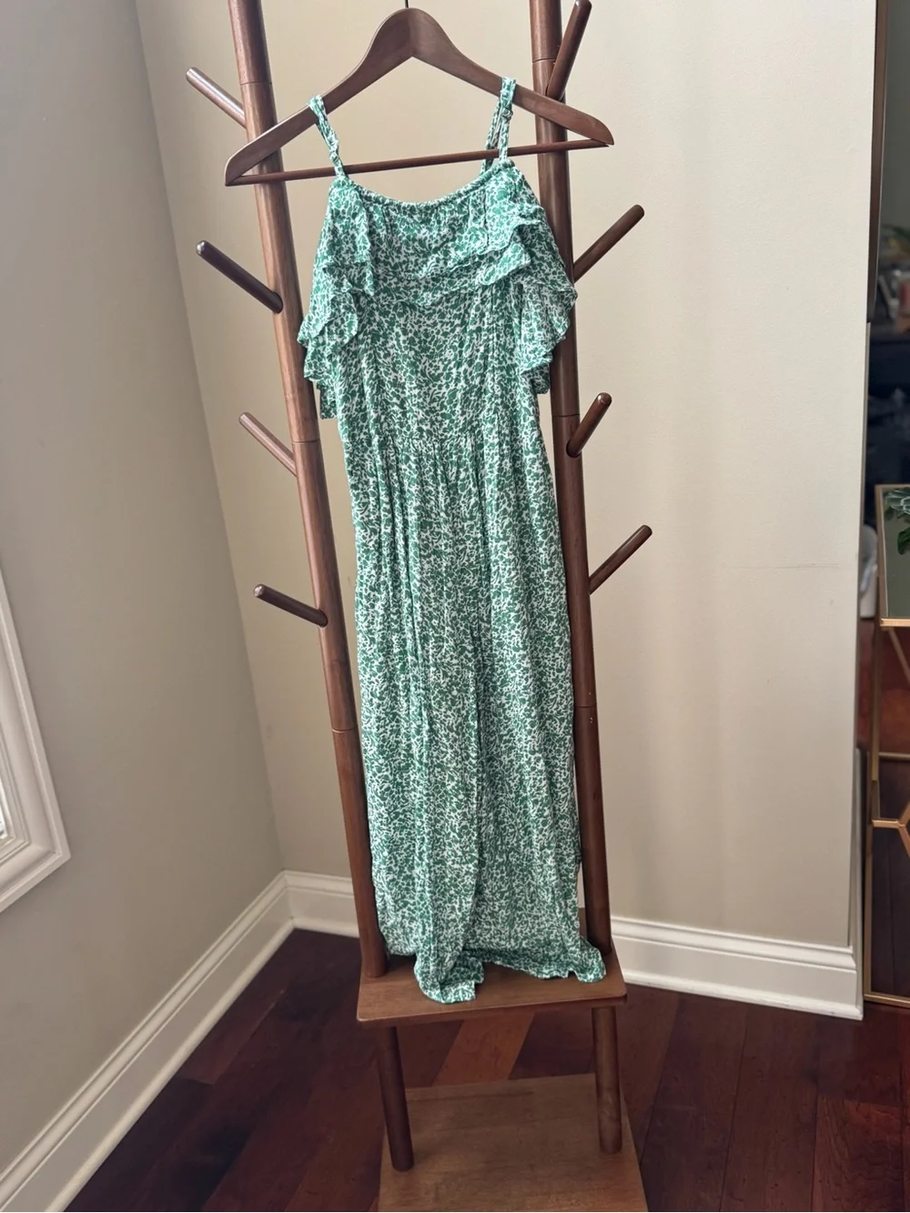 abercrombie kids Green Floral Cold-Shoulder Maxi Dress